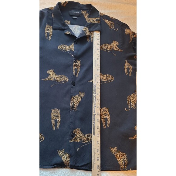 The Kooples Paris Mens M Relaxed Button Up Short Sleeve Leopard Print Shirt - Picture 9 of 9